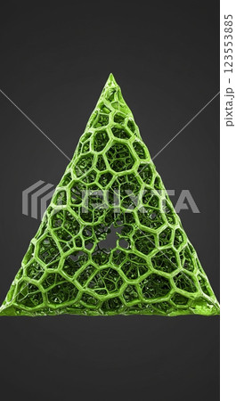 Abstract green polygonal structure with organic mesh on dark background 123553885
