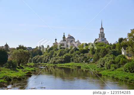Torzhok, Russia. Tvertsa river and Borisoglebsky monastery 123554285