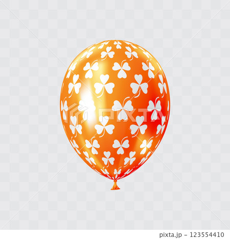 Black green 3D realistic balloon with clover leaf pattern. 123554410
