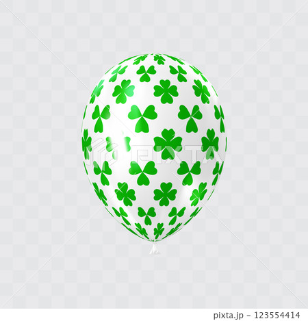 White green 3D realistic balloon with clover leaf pattern. 123554414