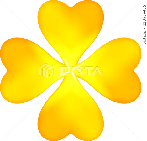 Gold Flat shamrock icons set. Clover three and four leaves logo. 123554435