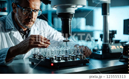 Scientist or doctor performing scientific experiments in a laboratory 123555313