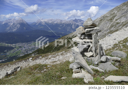Panoramic view Hohe Munde  from Nordlinger hut on Karwendel Hohenweg, Austria 123555510