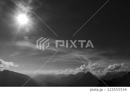 Panoramic view Hohe Munde  from Nordlinger hut on Karwendel Hohenweg, Austria 123555534