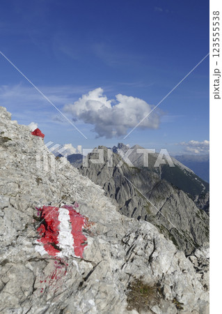 Panoramic view from Nordlinger hut on Karwendel Hohenweg, Austria Panoramic view from Nordlinger hut on Karwendel Hohenweg, Austria 123555538