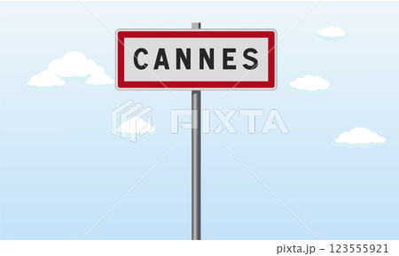Entrance sign to the city of Cannes. 123555921