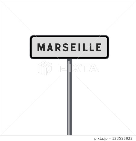Entrance sign to the city of Marseille in vector Entrance sign to the city of Marseille in vector 123555922