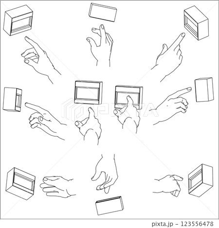 ボタンを押す手のイラスト　セット 123556478