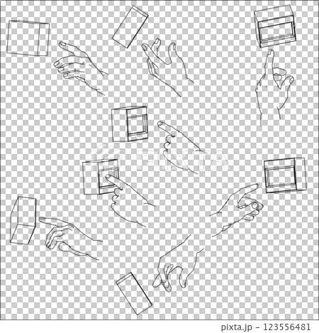 Illustration set of hands pressing buttons Illustration set of hands pressing buttons 123556481
