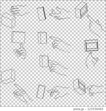 Illustration set of hands pressing buttons Illustration set of hands pressing buttons 123556483