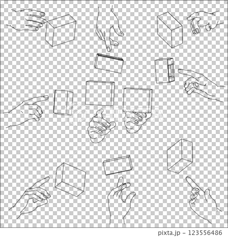 ボタンを押す手のイラスト　セット 123556486