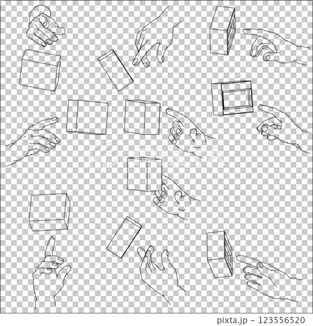 ボタンを押す手のイラスト セット ボタンを押す手のイラスト セット 123556520