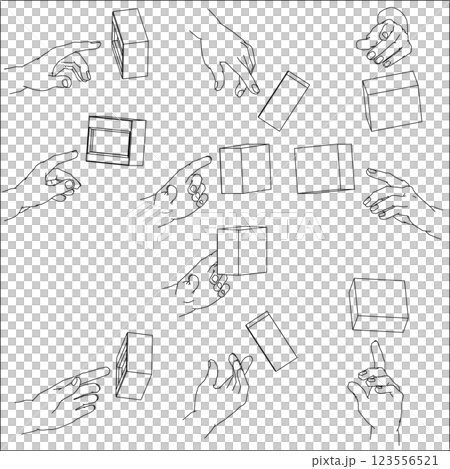 Illustration set of hands pressing buttons Illustration set of hands pressing buttons 123556521