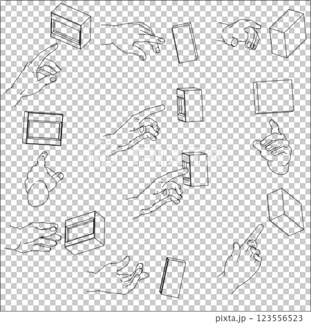 Illustration set of hands pressing buttons Illustration set of hands pressing buttons 123556523