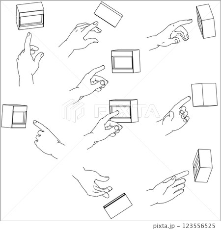ボタンを押す手のイラスト セット ボタンを押す手のイラスト セット 123556525