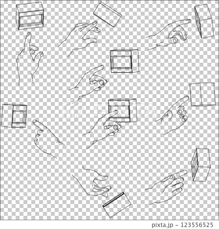 ボタンを押す手のイラスト セット ボタンを押す手のイラスト セット 123556525