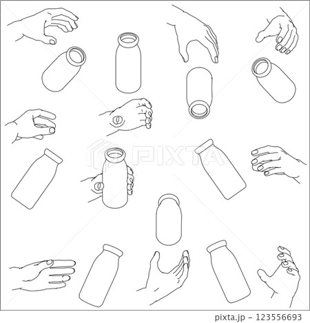ボトルを持つ手のセット 123556693
