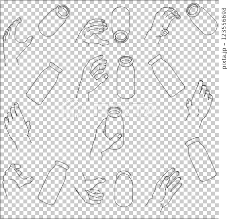 Set of hands holding bottles Set of hands holding bottles 123556698
