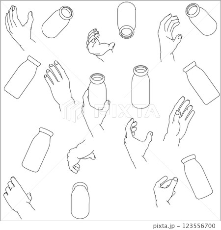 ボトルを持つ手のセット 123556700