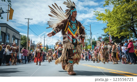 Native American dancer in vibrant regalia...のイラスト素材 [123556725] - PIXTA