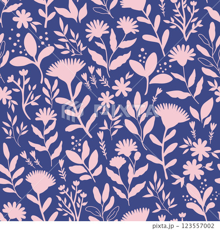 Seamless pattern with cute gentle doodle flowers. Feminine romantic print for scrapbooking and textile. Seamless pattern with cute gentle doodle flowers. Feminine romantic print for scrapbooking and textile. 123557002