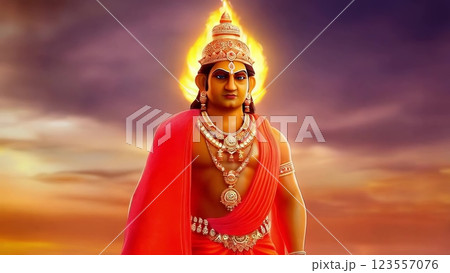 Powerful Deity Conjuring Celestial Fire Powerful Deity Conjuring Celestial Fire 123557076