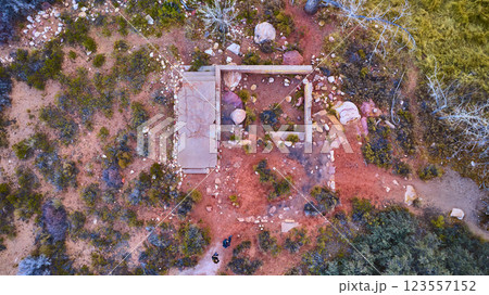 Aerial of Desert Ruins in Red Rock Canyon Nevada 123557152