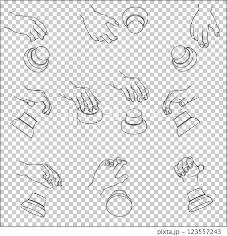 Set of hands holding a 3D mouse 123557243