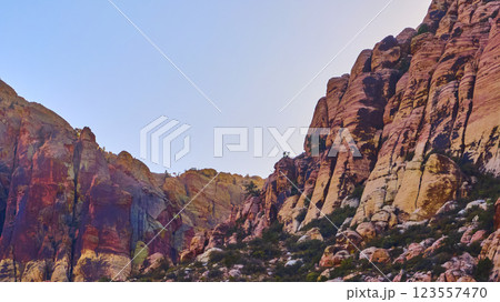 Aerial of Red Rock Canyon's Vibrant Cliffs in Nevada Aerial of Red Rock Canyon's Vibrant Cliffs in Nevada 123557470