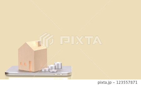 The House on mobile for property or real estate  concept 3d Rendering. 123557871
