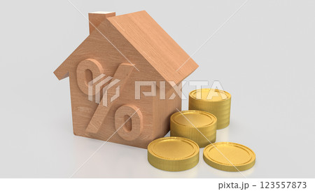 The Wood House and percent for Property or real estate concept 3d rendering. 123557873