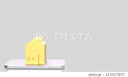 The House on mobile for property or real estate  concept 3d Rendering. 123557877