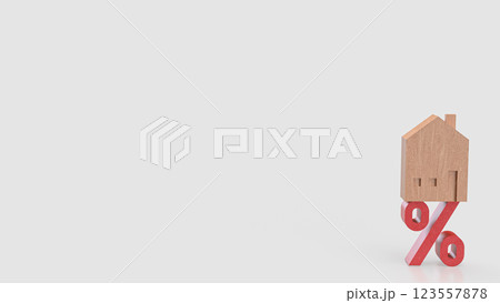 The Wood House and percent for Property or real estate concept 3d rendering. 123557878