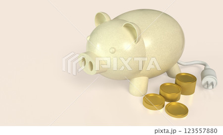 The Piggy Bank and coins for Earn or Saving concept 3d Rendering. The Piggy Bank and coins for Earn or Saving concept 3d Rendering. 123557880