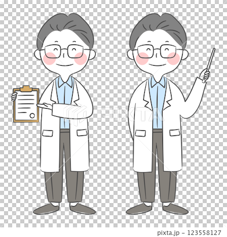 White Coat Character Giving a Presentation Illustration 123558127