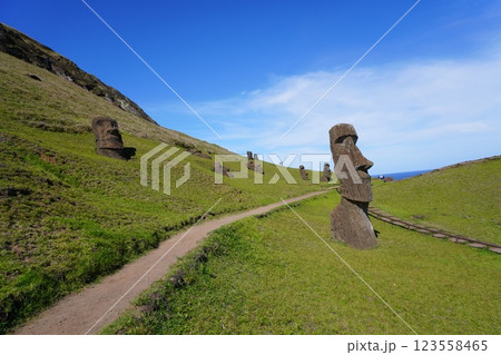 イースター島のラノ・ララクのモアイ Moai of Rano Raraku イースター島のラノ・ララクのモアイ Moai of Rano Raraku 123558465