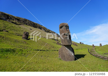 イースター島のラノ・ララクのモアイ Moai of Rano Raraku イースター島のラノ・ララクのモアイ Moai of Rano Raraku 123558466