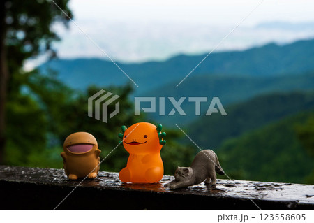 山の上で休憩 山の上で休憩 123558605