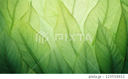 《AI画像》葉っぱの模様が入った緑色の壁紙 123558912