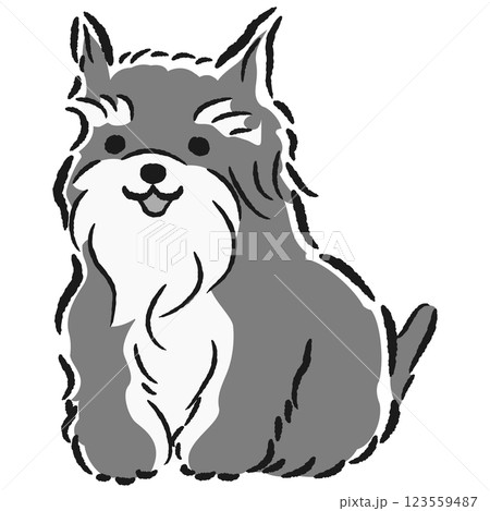 座っている犬の手描きイラスト 123559487