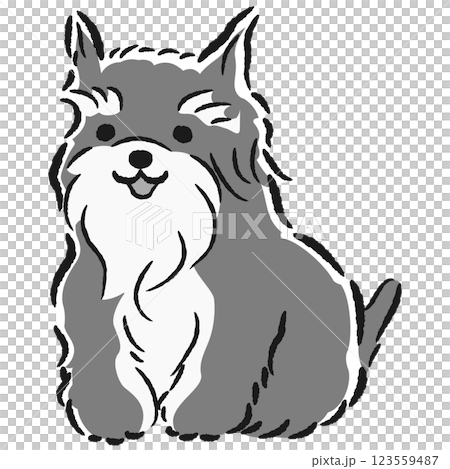 座っている犬の手描きイラスト 123559487