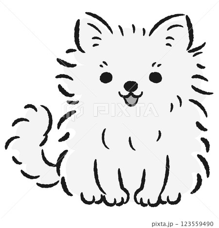 座っている犬の手描きイラスト 123559490