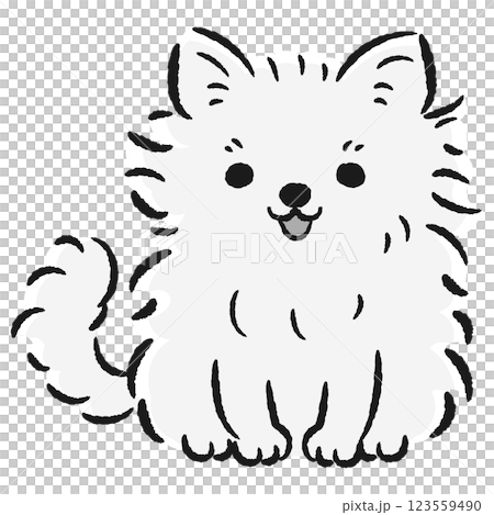 座っている犬の手描きイラスト 123559490