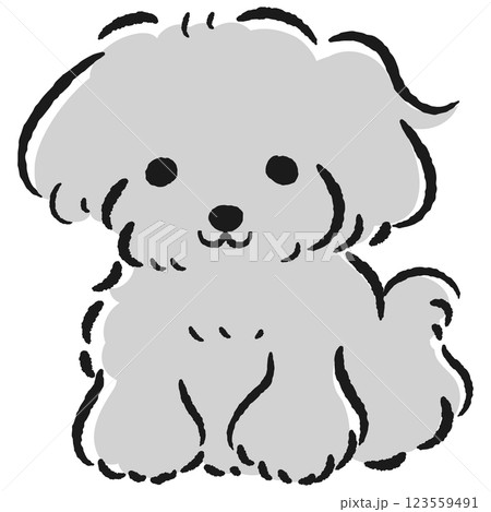 座っている犬の手描きイラスト 123559491