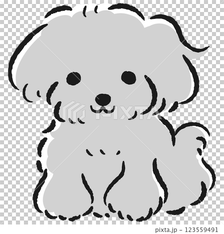 座っている犬の手描きイラスト 123559491