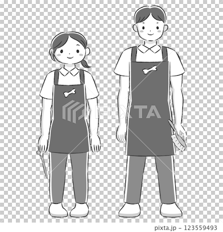 動物に関わる職業の男女イラストセット（ペットトリマー） 123559493