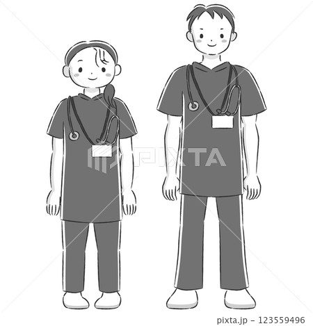 医療に関わる職業の男女イラストセット 123559496