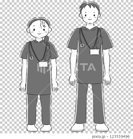 医療に関わる職業の男女イラストセット 123559496