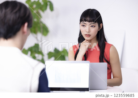 ビジネス　ミーティングをしている男女 123559685