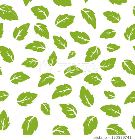 Seamless Leaf Pattern, Green Leaves, Botanical Background. Nature, Leafy Design, Herbal Illustration. Plant Foliage, Floral Wallpaper, Greenery Art, Botanical Leaf Seamless Texture 123559741